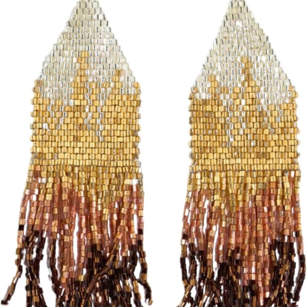 Beaded Dangle Earrings Women Fringe Statement Boho Hypoallergenic Jewelry